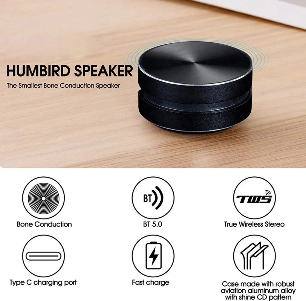 Enceinte conduction osseuse Bluetooth avec micro intégré et boîte de son