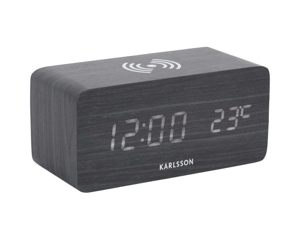 Réveil LED Noir Karlsson Bloc avec Chargeur Induction Rapide Intégré