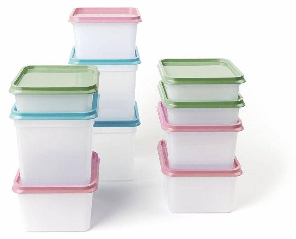 Amuse Gefrierdosen Set - Vorratsdosen 10 Stück - transparent - rosa grün blau