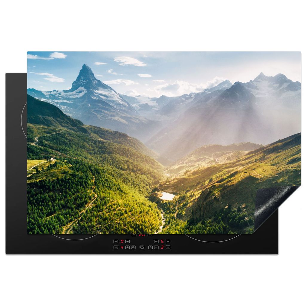 KitchenYeah Herdabdeckplatte Berge - Pflanzen - Landschaft , 78x52cm, Küche Deko, Glaskeramikkochfeld Herdabdeckung, Abdeckplatte fùr Kochfeld