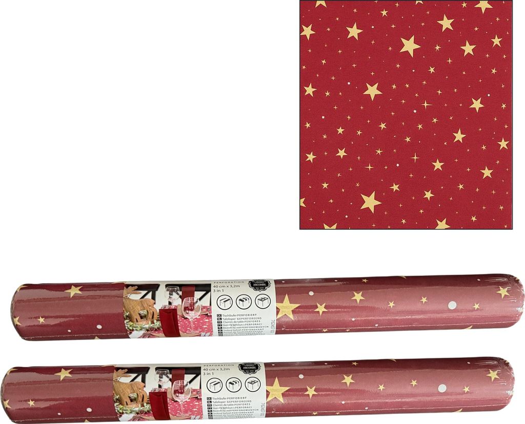 2 Rollen Airlaid Weihnachtstischläufer 3in1 mit Aufreißlinie alle 40cm – 40x320cm – Weihnachtsmotiv – Tischläufer, Platzsets & Tête-à-T...