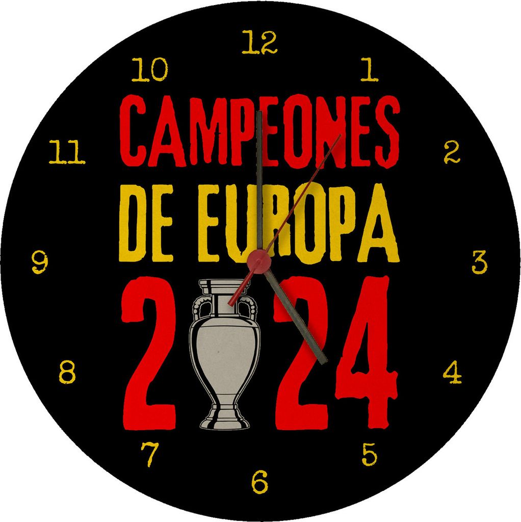 Spanien Europameister 2024 Wanduhr aus MDF mit Spruch Campeones de Europa 2024