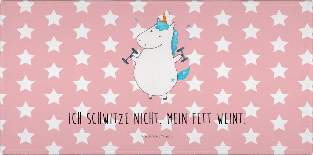 Mr. & Mrs. Panda Handtuch Einhorn Fitness - Rot Pastell - Geschenk, Händehandtuch, Flauschtuch, Unicorn, Gym, Abnehmen, 50x100, gesichtshandtuch, ...