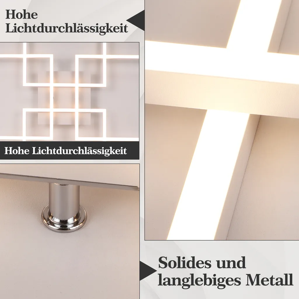 ZMH plafoniera LED soffitto soggiorno 4 cornice bianca camera da letto lampada moderna soggiorno lampada 32W 3000K cucina lampada bianco caldo sala da pranzo lampada rettangolare design per camera da letto sala da pranzo - 3