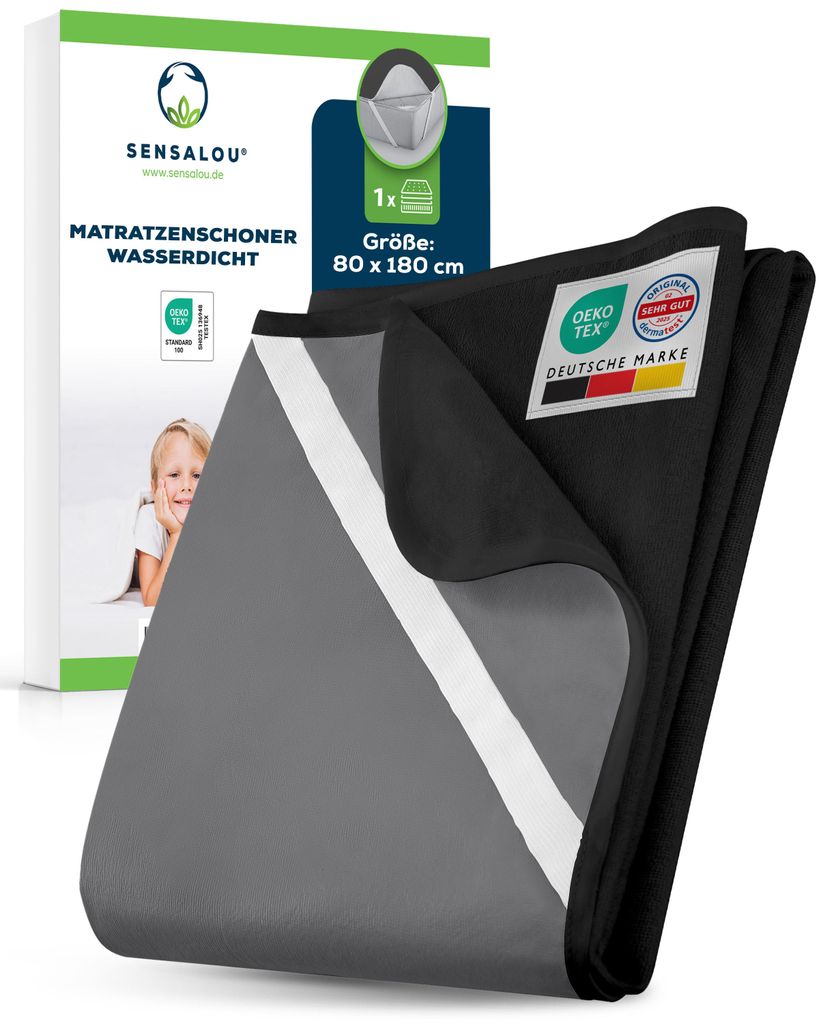 Sensalou Matratzenschoner 80 x 180 cm - Schwarz-Anthrazit (1er Pack)