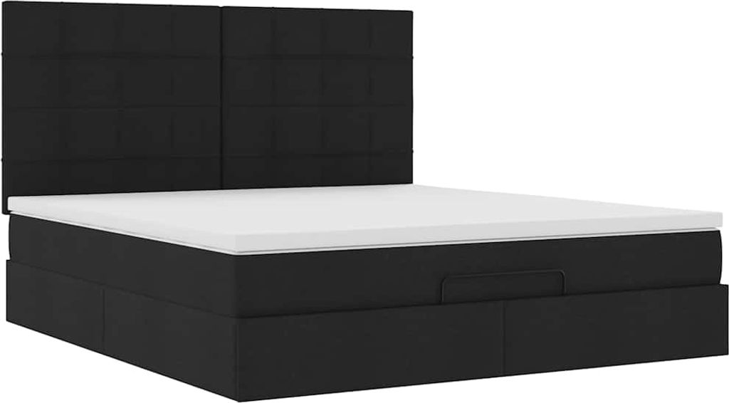 Ottoman-Bett mit Matratze Schwarz 160x200 cm Stoff