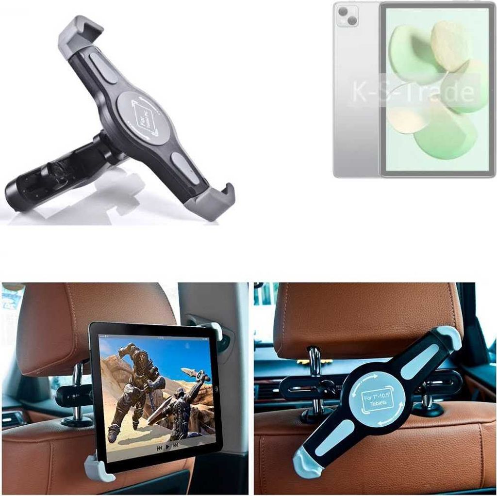 K-S-Trade Tablethalterung kompatibel mit Doogee T10 Plus KFZ Kopfstützen Halterung 360° Auto Sitzhalterung Headrest Holder Halter Tablet PC