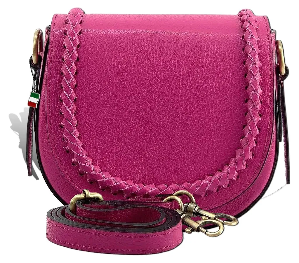 Petit sac de selle en cuir véritable fuchsia Florence pour cycliste