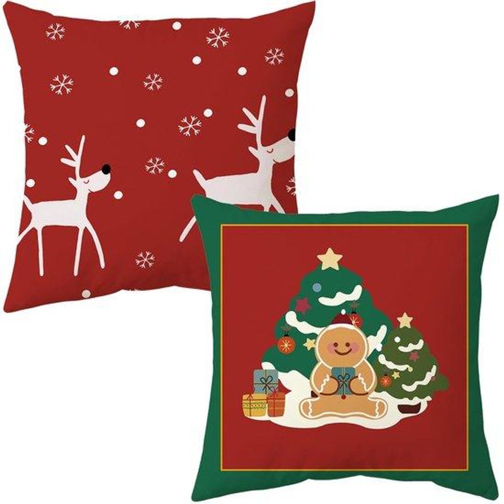 Unyqoos Set mit 2 dekorativen Weihnachtskissenbezügen 45x45 cm mit festlichen Mustern