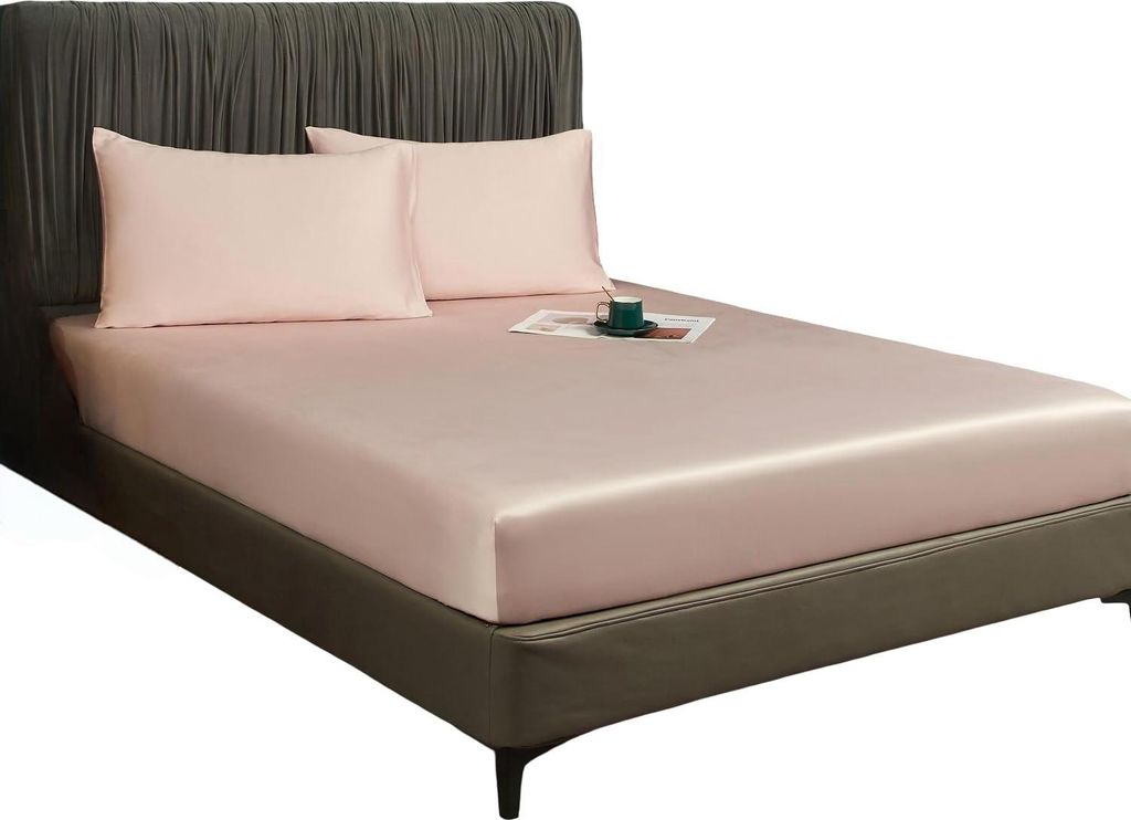 Spannbetttuch 90x200x30 cm Glatt Atmungsaktiv Elegant Rosa
