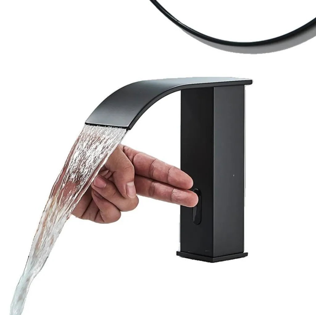 Miscelatore per lavabo a sensore intelligente, struttura in ottone resistente, funzionamento touchless, nero Corto A