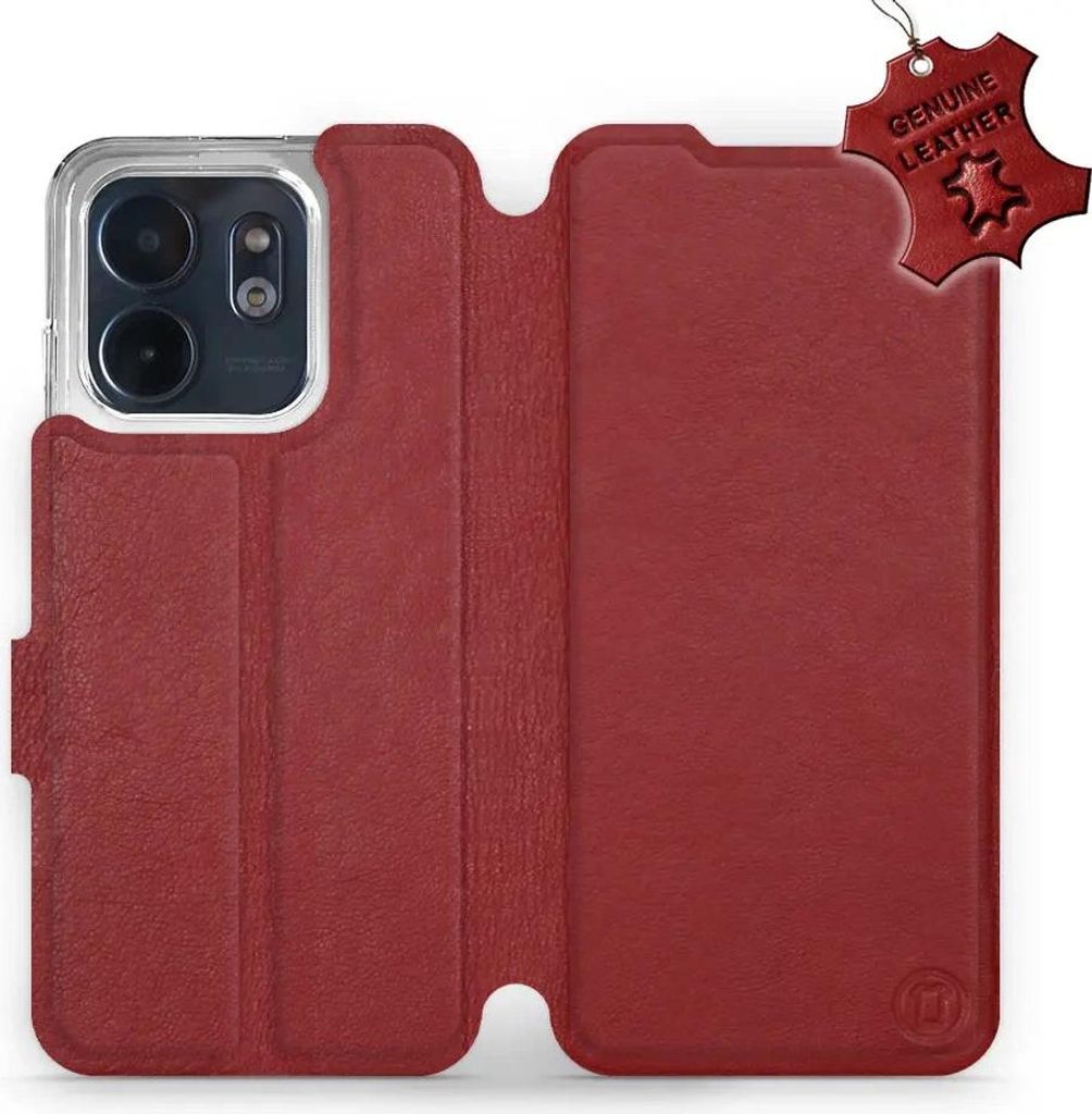 Echtleder Handyhülle für Infinix Smart 9, Mobiwear Leather, Dunkelrot