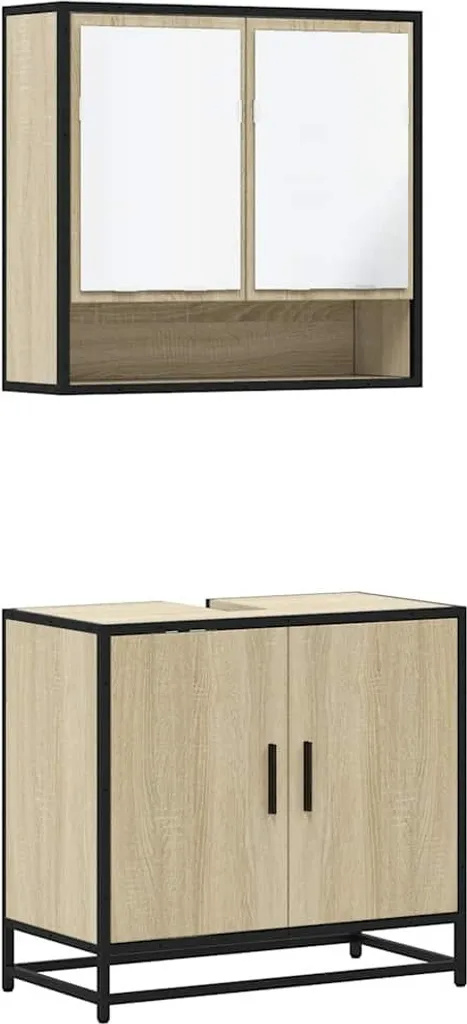 Set Arredo Bagno 2 Pezzi vidaXL Quercia Sonoma - Design Contemporaneo