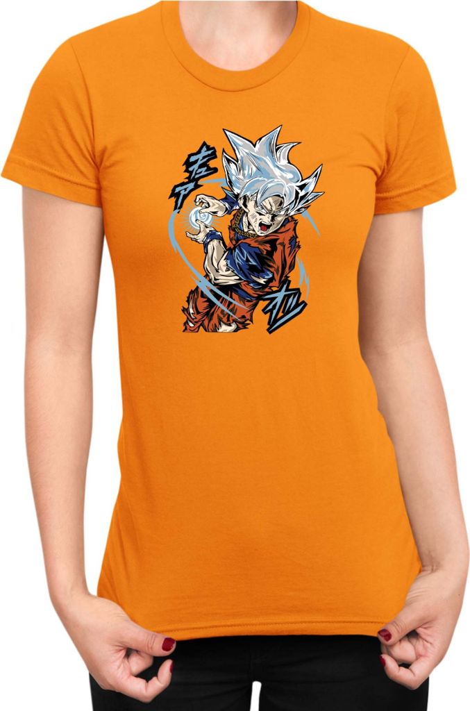 Damen T-Shirt Dragon Anime Manga Ball Z Goku 40, Lady XS / Orange