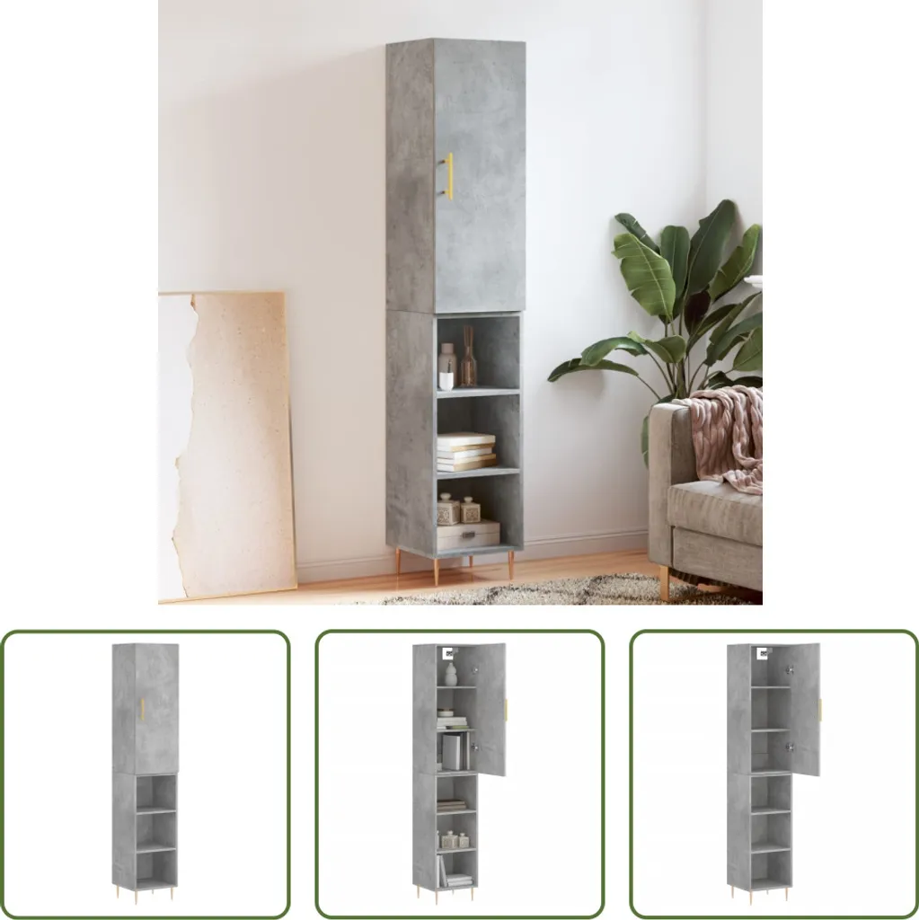Armadio a Colonna Grigio Cemento 34,5cm | Credenza Alta Ufficio