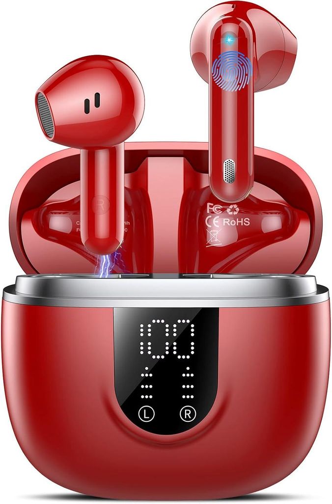 Bluetooth Kopfhörer, Kopfhörer Kabellos Bluetooth 5.4, Hi-Fi Sound in-Ear-Kopfhörer mit ENC Noise Cancelling, 45 Std Spielzeit, LED Anzeige, IP7...