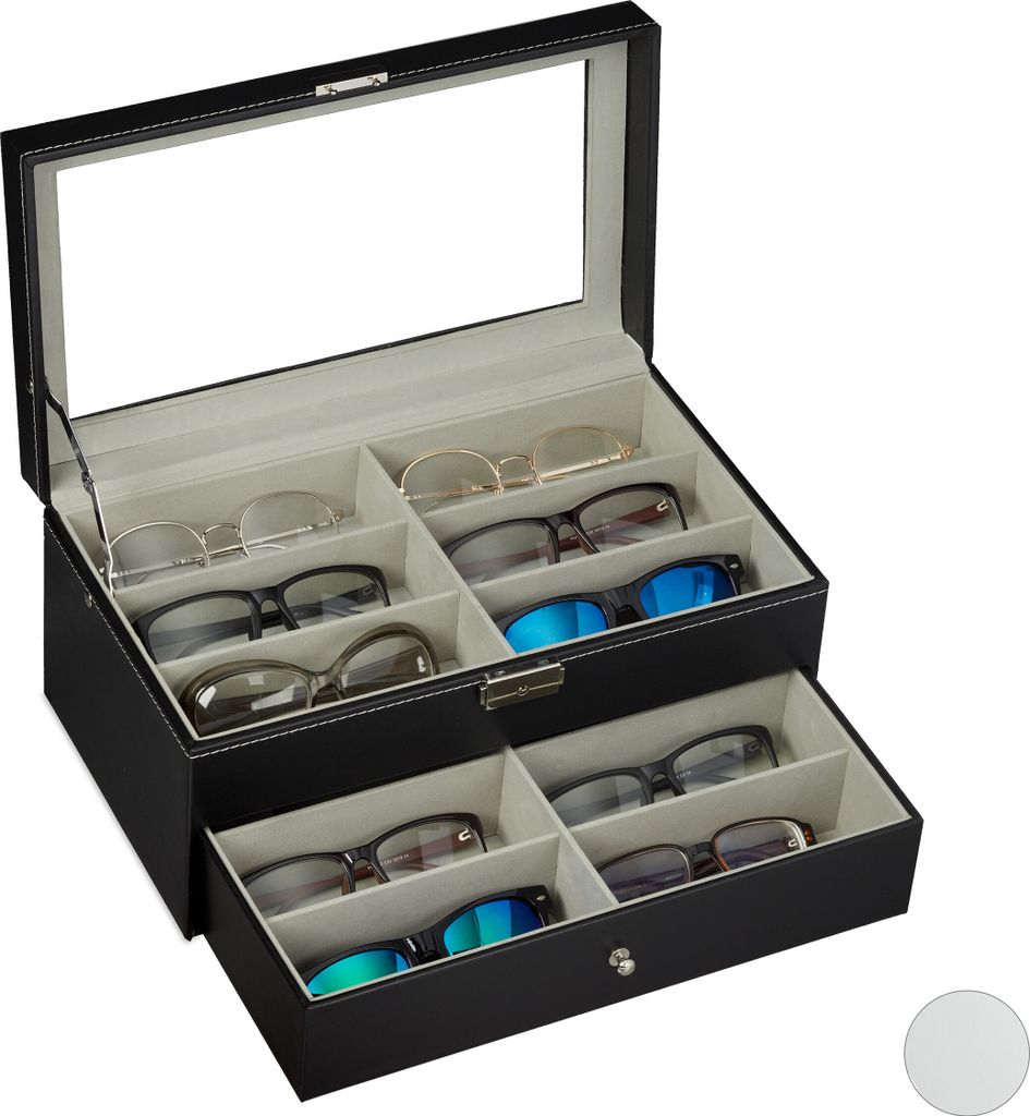 relaxdays 10027258_46 relaxdays Brillenbox schwarz 33,5 x Immagine del prodotto 