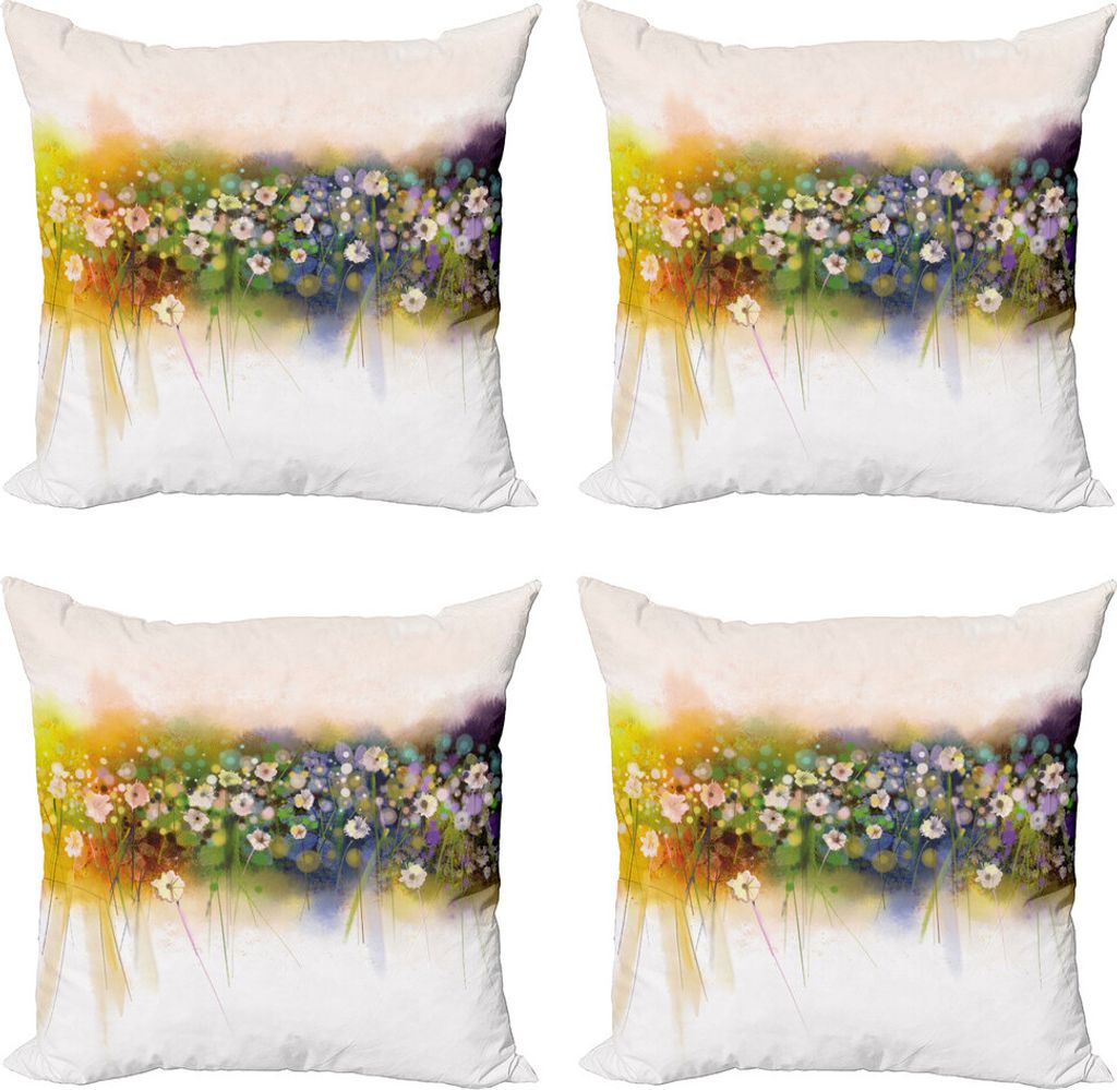 ABAKUHAUS Blume Kissenbezug Set (4 Stück), Romantik Blumen Bouquet, Moderner Doppelseitiger Digitaldruck, 60 cm x 60 cm, Mehrfarbig