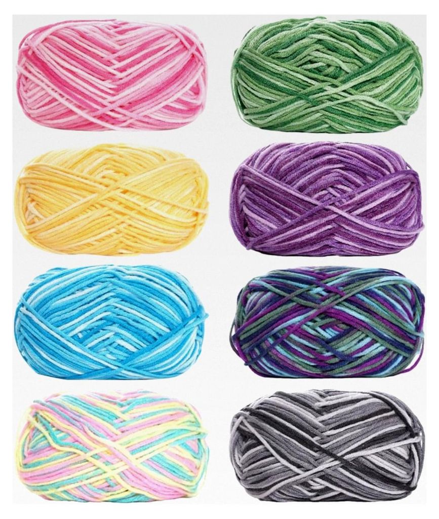 Handstrickgarn, 8 Stücke Acrylwolle zum Stricken, 50g Buntes Farbverlauf Garn Set für Häkeln und Handwerk