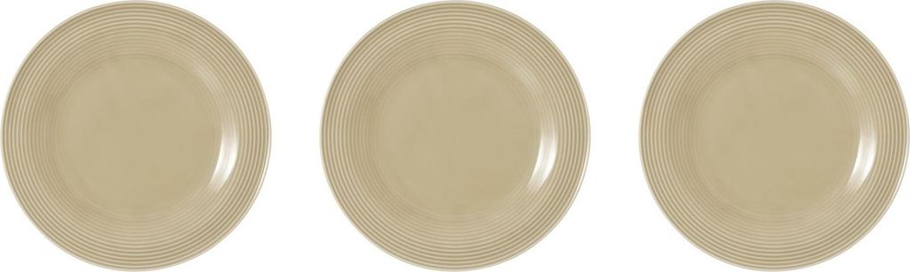 3 x Frühstücksteller rund 23 cm - Seltmann Weiden Beat Sandbeige
