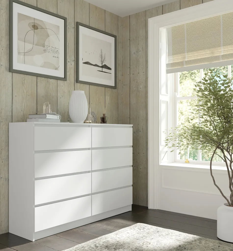 Commode MAJA S8 140 cm Blanc Mat - Solution Rangement Large et Chic