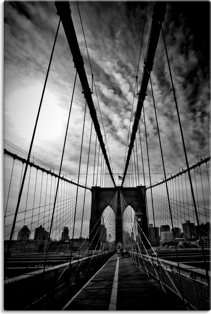 ARTland Leinwandbild New York City Mächtige Brooklyn Bridge Größe: 80x120 cm