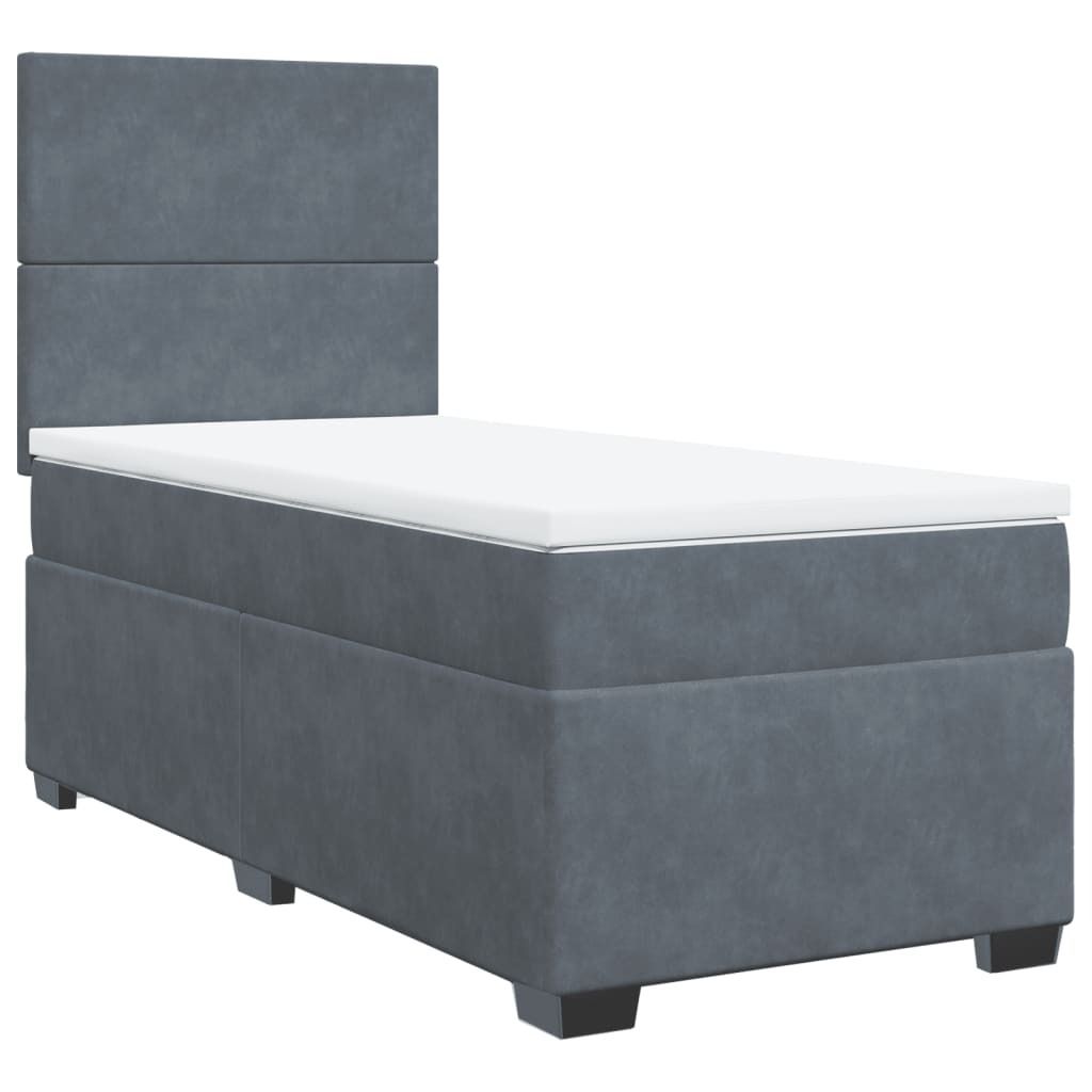 "SALE 2026"Boxspringbett - Einzelbett/Jugendbett mit Lattenrost - mit Matratze Dunkelgrau 80x200cm Samt - Klassische Betten DEMöbel281636