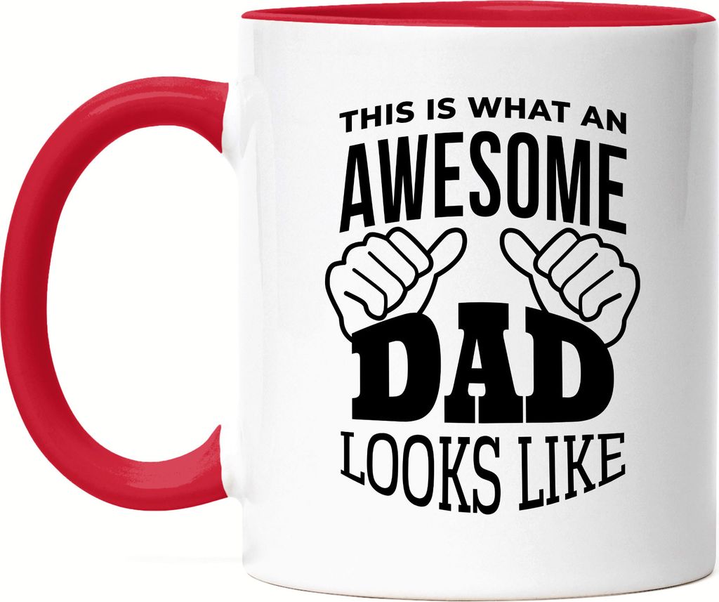 So Sieht Ein Großartiger Papa Aus Tasse Rot Bester Papa Vatertag Geschenkidee Awesome Dad