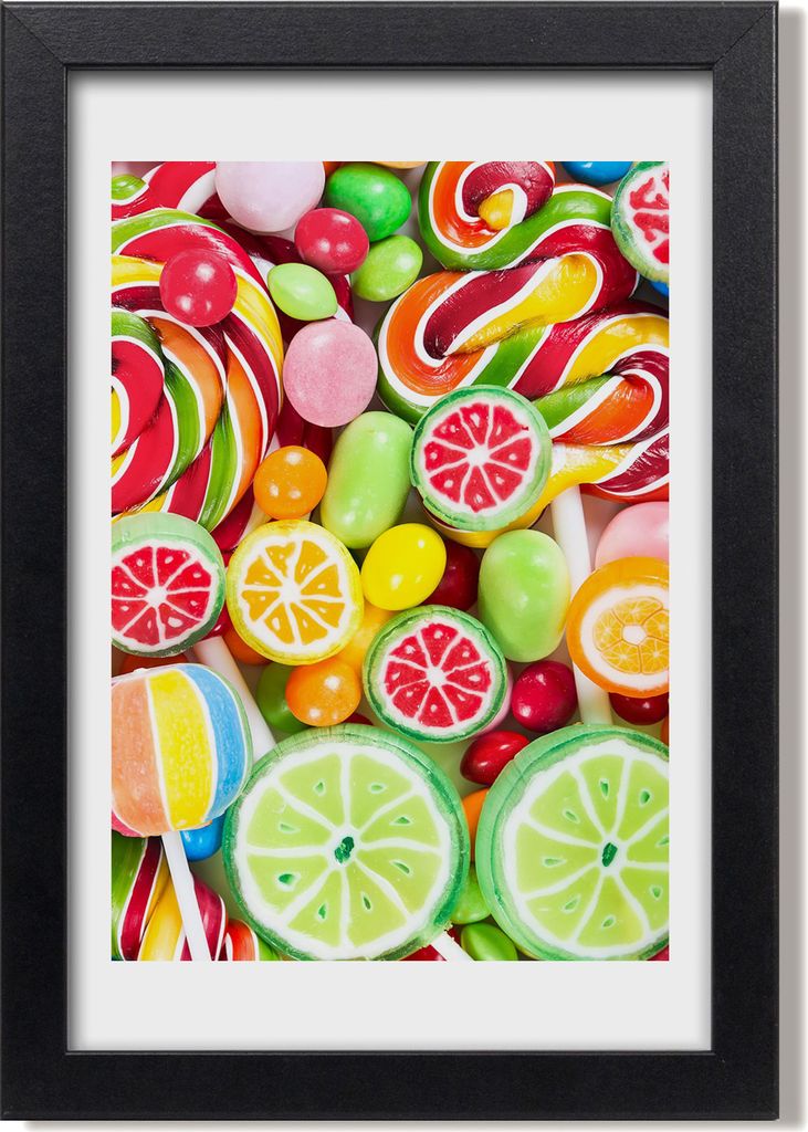 Bild 20x30 MDF-Rahmen, Wandkunst Bunte Süßigkeiten
