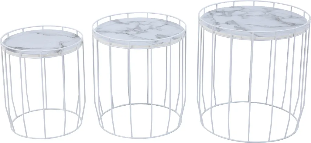 Gain de Place : Set 3 Tables Basses Rondes SVITA PASI Blanches Gigognes