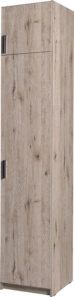Kleiderschrank 1-türig mit Aufsatzschrank, 47cm breit, Eiche, SELAWIK-166