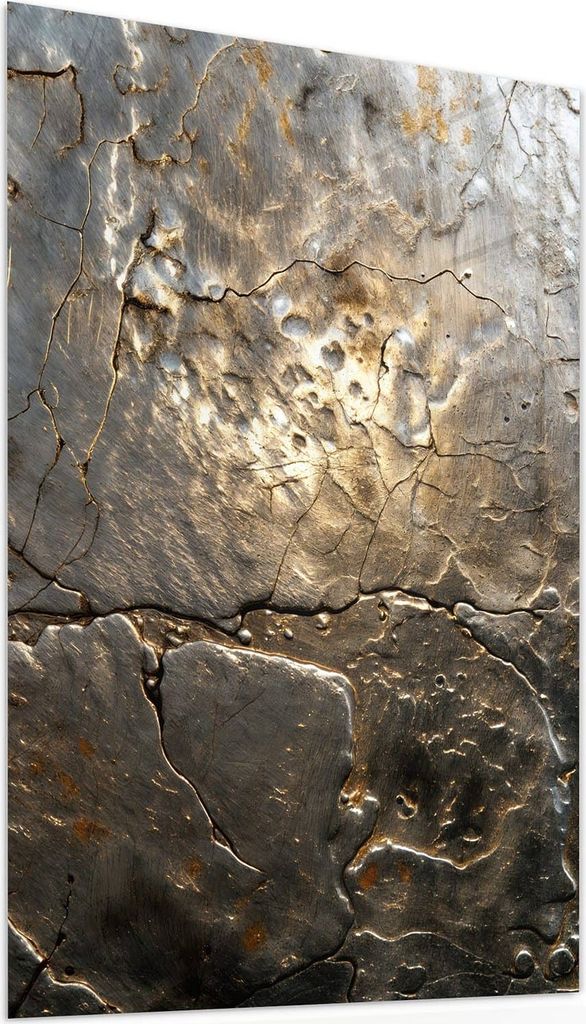 Glasbild 40x60cm in XXL für Wohnzimmer, Schlafzimmer Motiv Gekrakeltes Metall