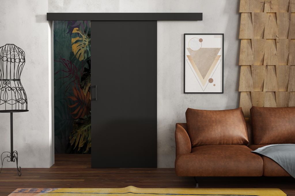 Kaiser Möbel Laguna-Schiebetüren, Garderobe/Zimmer Tür Schwarz 80 cm