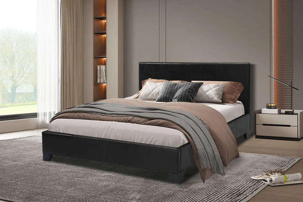 Lit double Miro 140x200 noir - Structure design avec cadre robuste - 5