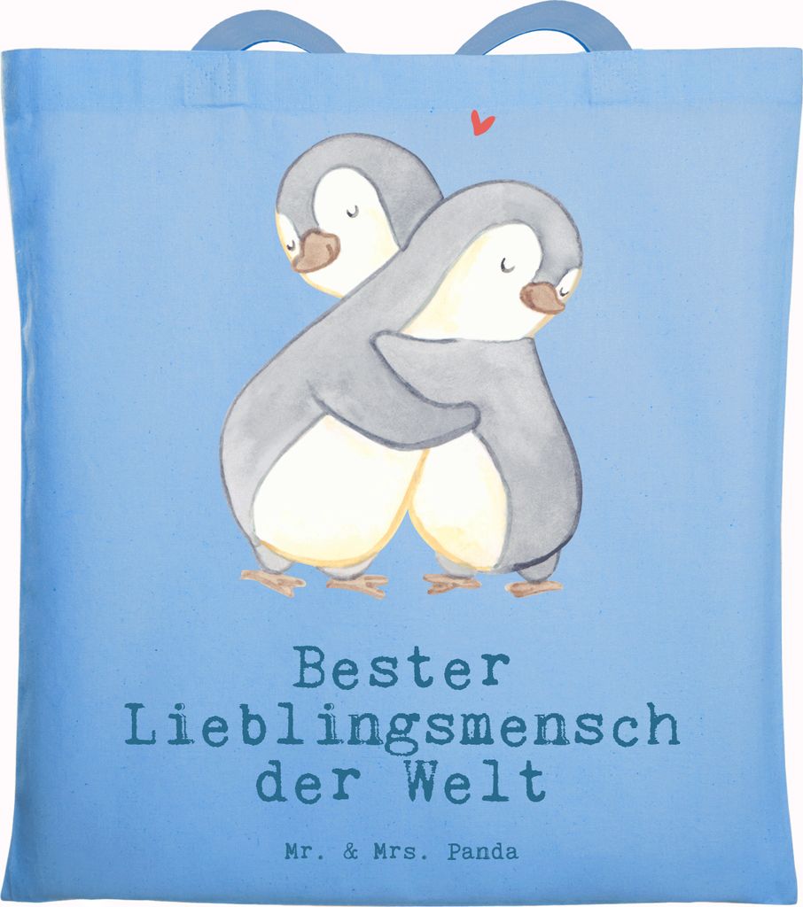 Mr. & Mrs. Panda Einkaufstasche Pinguin Bester Lieblingsmensch der Welt - Sky Blue - Geschenk, Shopping Tasche, Laptoptasche, Geschenkidee, Mama, H...