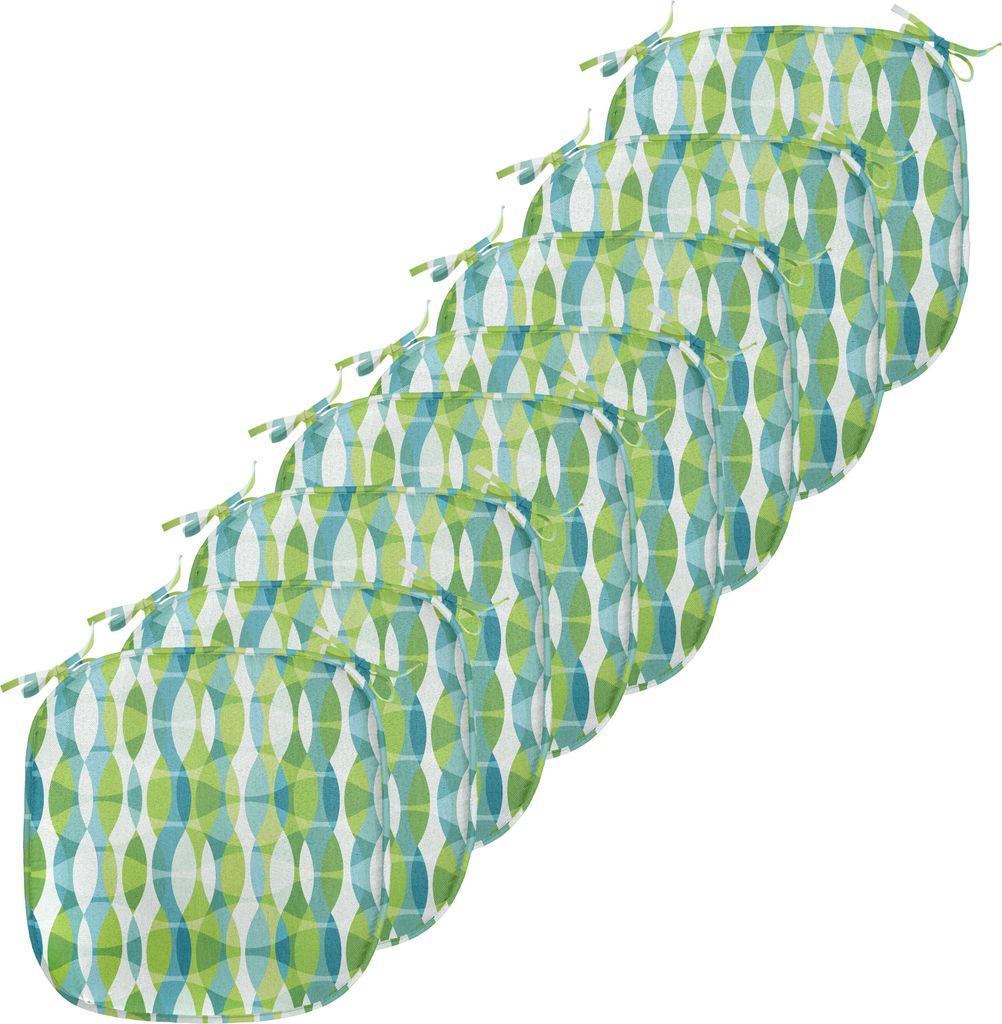 ABAKUHAUS Grunge Polster für Esszimmerstühle, Geometrische Formen Oval, Dekoratives wasserfestes Kissen mit Riemen für Küchensitze, 40 cm x 40 ...