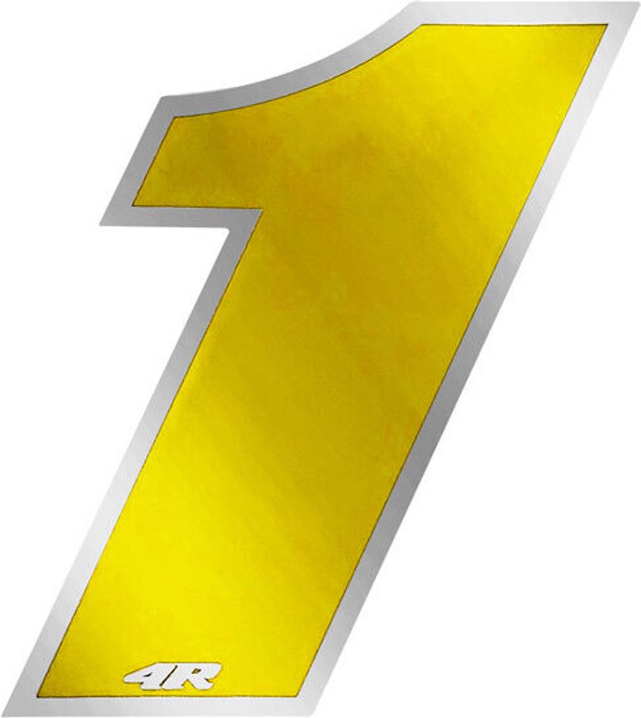 Autocollant numéro de course pour moto "1" jaune 27 x 37 mm Image du produit 