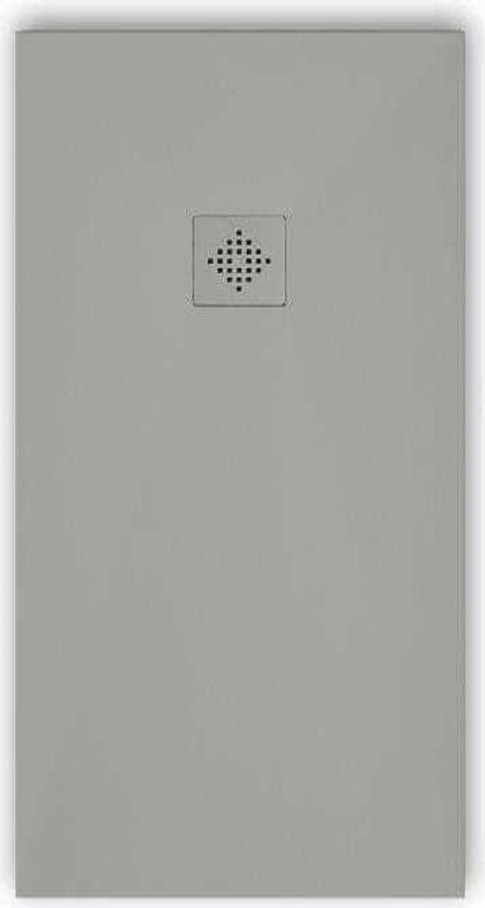 Mineralguss-Duschwanne extra flach PURE Schieferoptik grau 70x160 cm Edelstahl in gleicher Farbe