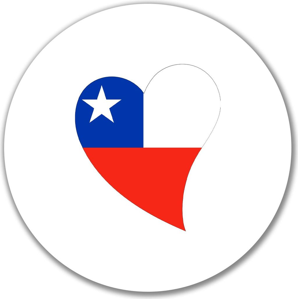 Huuraa Aufkleber Chile Flagge Herz 10cm rund Sticker Geschenkidee