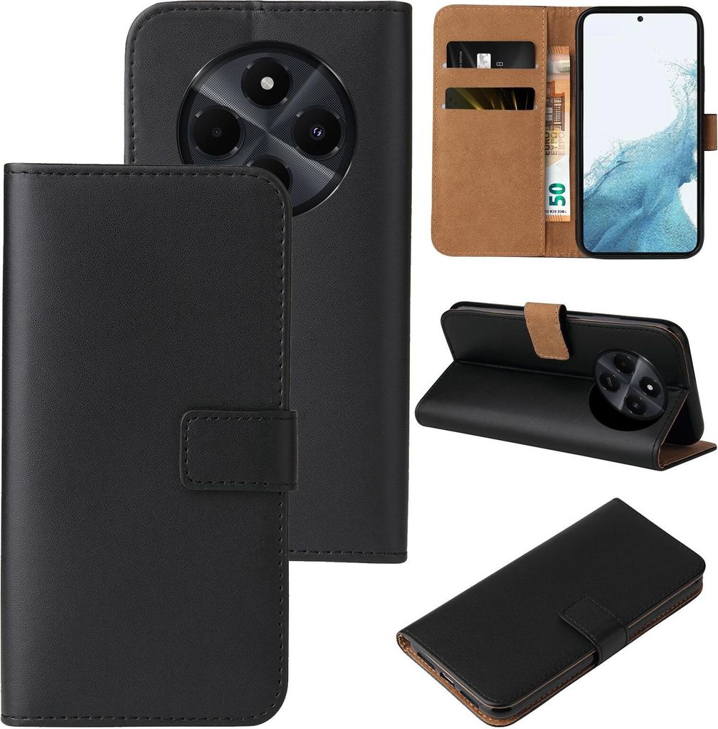 Handyhülle für Xiaomi Redmi 14C Klapphülle Bookcase Flip Cover Hülle Handy Tasche Etui Farbe: Schwarz