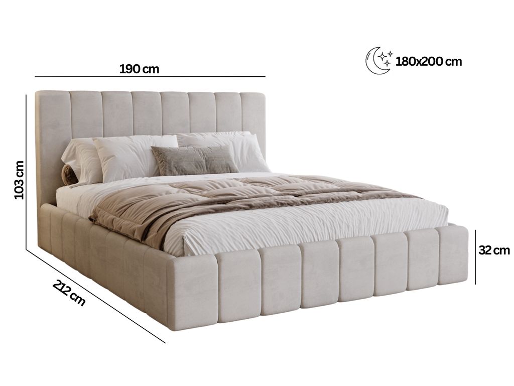 BESILIO Lit double rembourré 180x200 Lexy - cadre Image du produit 