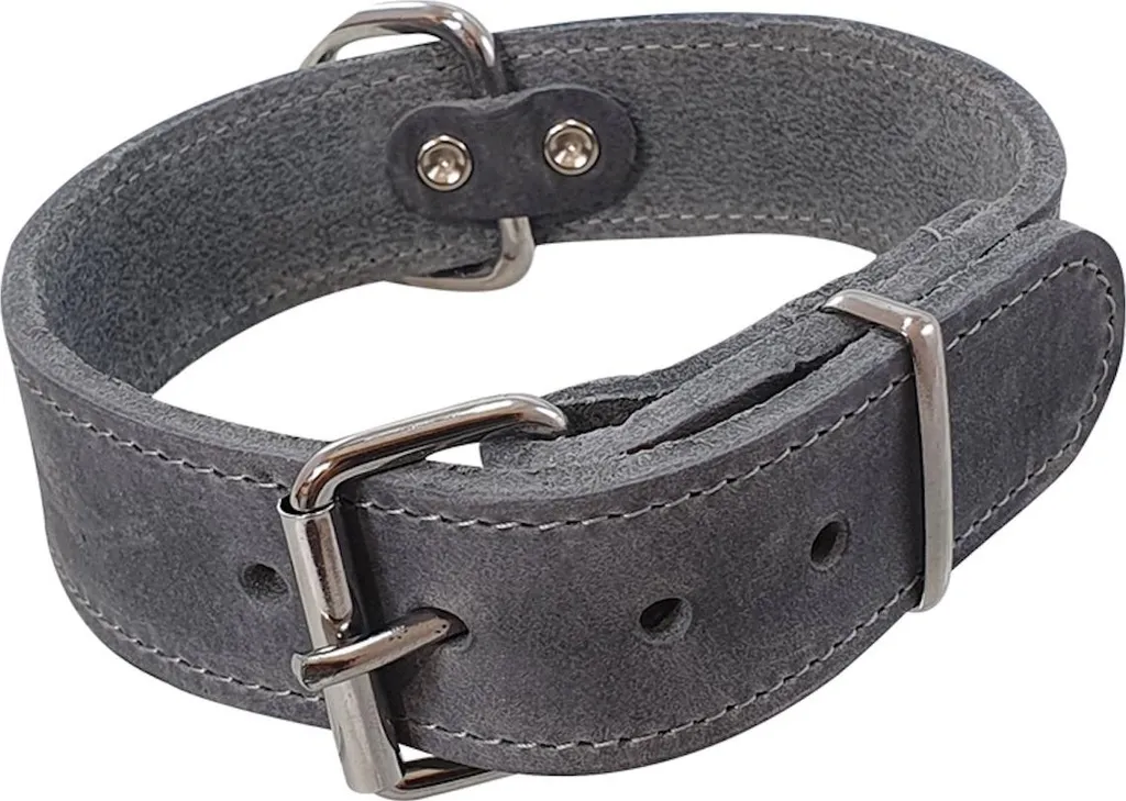 Nobby TABIL Collare Pelle Grassa Grigio 45 cm - Robusto 30mm