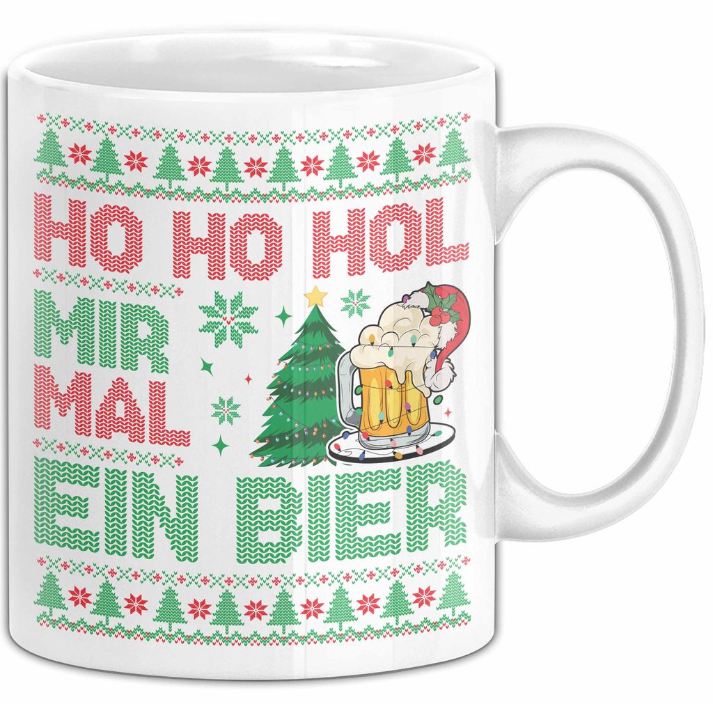 Ho Ho Hol Mir Mal Ein Bier Tasse Geschenk Ugly Tasse Geschenkidee Weihnachten Kaffee-Becher (Weiß)