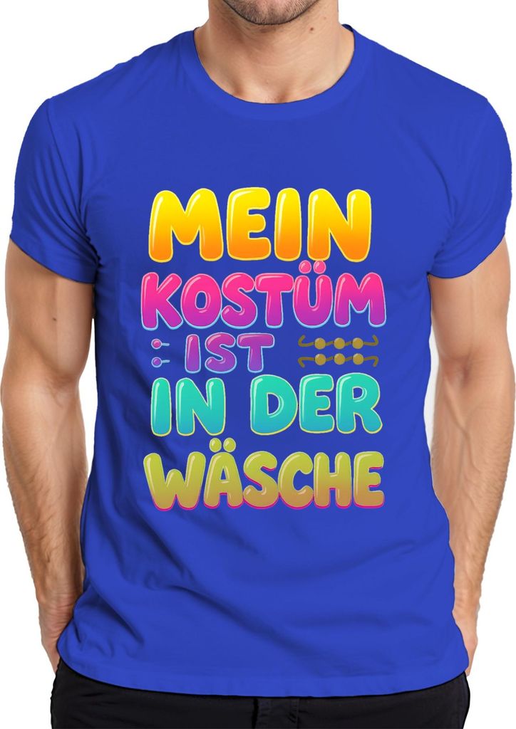 Mein Kostüm ist in der Wäsche lustig Fasching Karneval Geschenk Herren T-Shirt, Blau, S