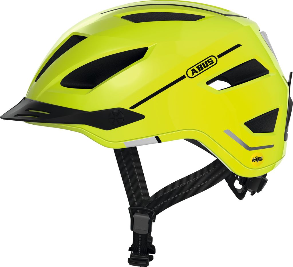 ABUS Stadthelm Pedelec 2.0 MIPS - Fahrradhelm mit Rücklicht, chirm, Regenhaube und MIPS-Aufprallschutz - für Damen und Herren - Gelb Glänzend, G...