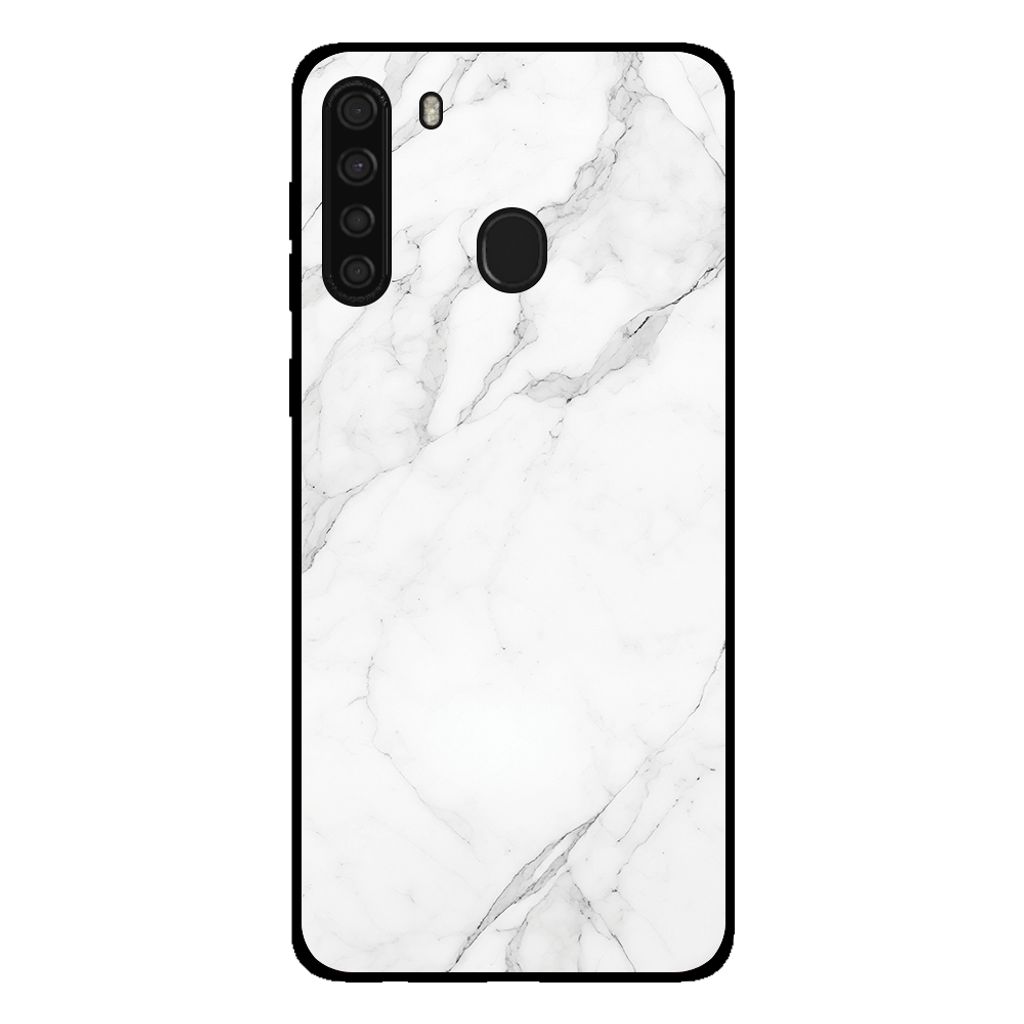 Smartphonica Handyhülle für Samsung Galaxy A21 mit Marmordruck - TPU-Hülle mit Marmor-Design - Weiß