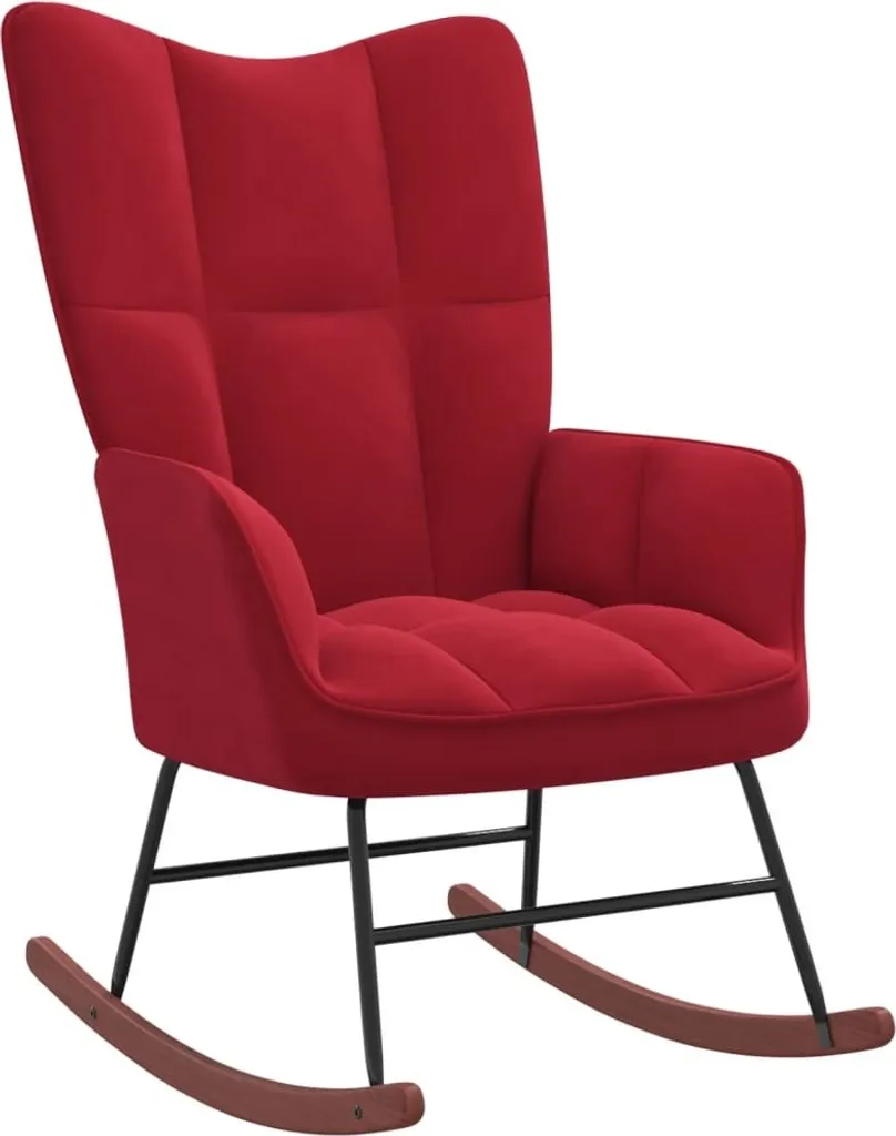 Sedia a Dondolo Vintage Moderno Velluto Rosso Vino - Living Store