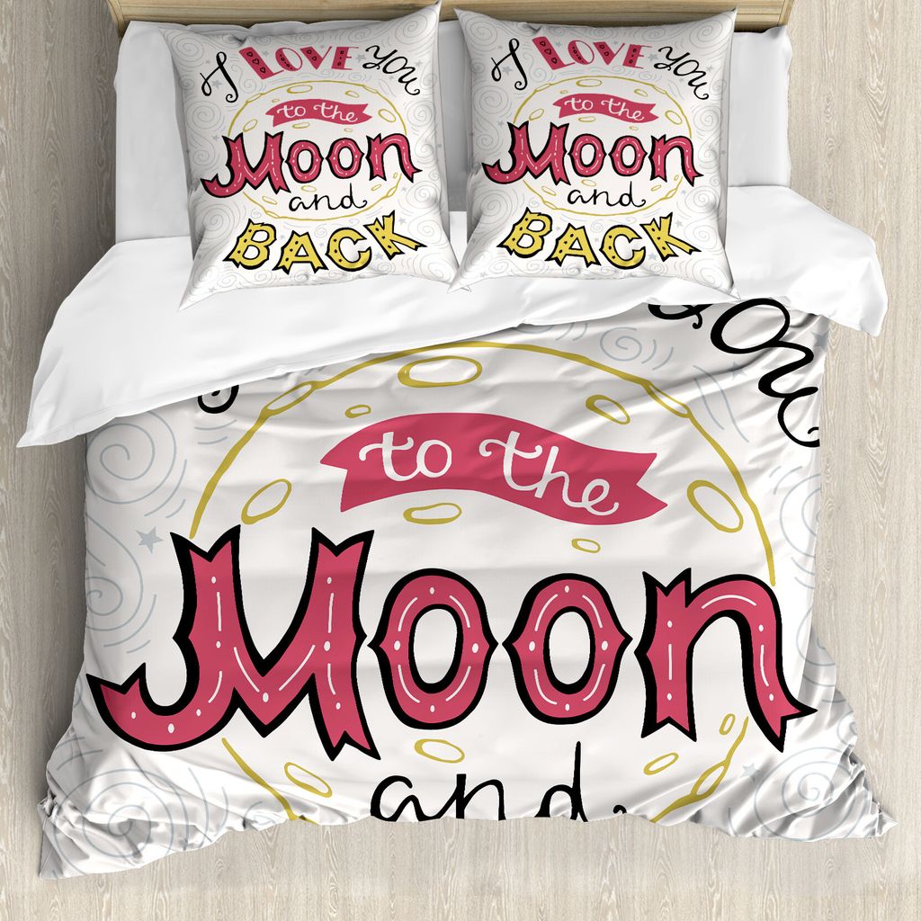 ABAKUHAUS Ich Liebe Dich Bettbezug, Hand Drawn Phrase, Milbensicher Allergiker geeignet mit Kissenbezügen, 155 cm x 220 cm - 80 x 80 cm, Rosa, Gel...