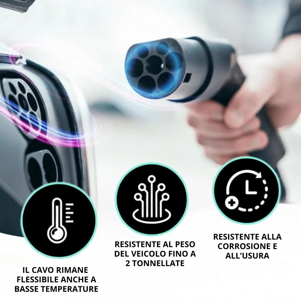 Cavo Loady Tipo 2 16A 3.7kW - Sicurezza Certificata per Casa - 3
