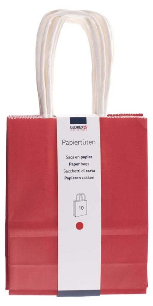 Glorex Papiertragetasche mit Kordelgriff rot 10 Stk. 12 x 15 cm